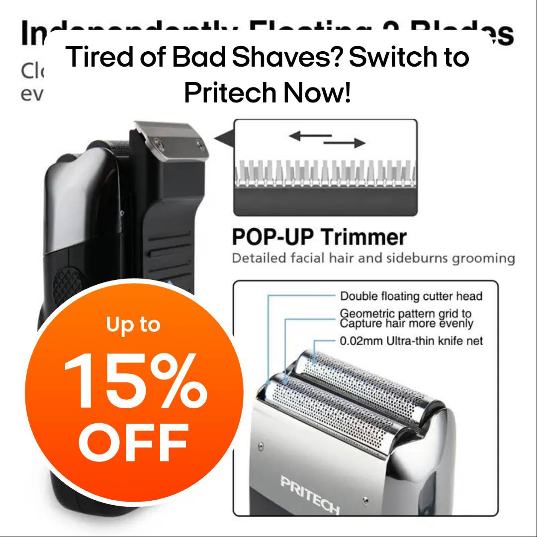 2-in-1 Electric Foil & Bald Shaver for Men by Pritech