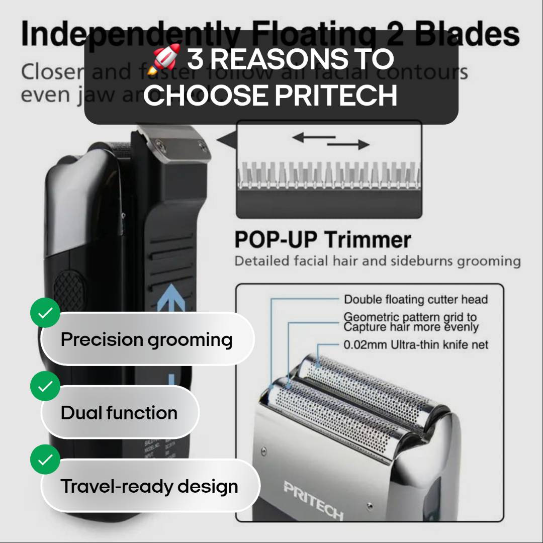 2-in-1 Electric Foil & Bald Shaver for Men by Pritech