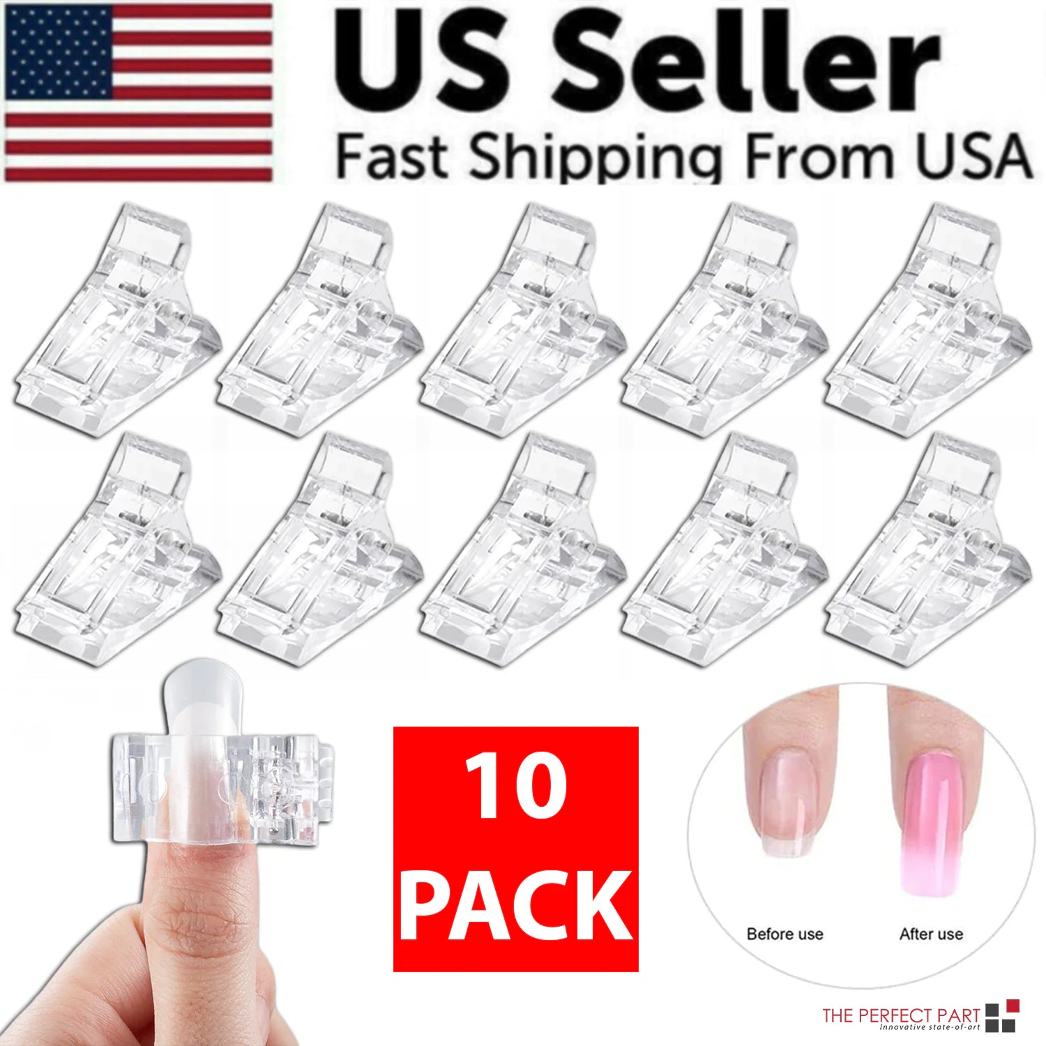 10 PCS Nail Tips Clip – Quick Poly Gel Extension Clamps for DIY & Salon Use - GNS Beauty & Personal Care