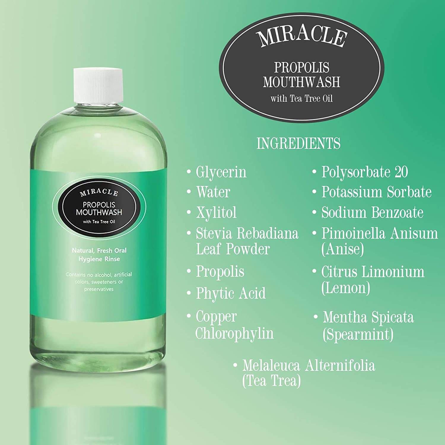 16 oz Miracle Propolis Mouth Wash with Tea Tree Oil, Natural - GNS Beauty & Personal Care