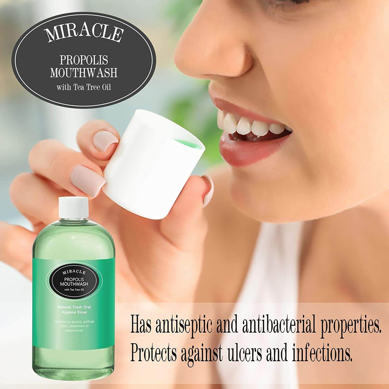 16 oz Miracle Propolis Mouth Wash with Tea Tree Oil, Natural - GNS Beauty & Personal Care
