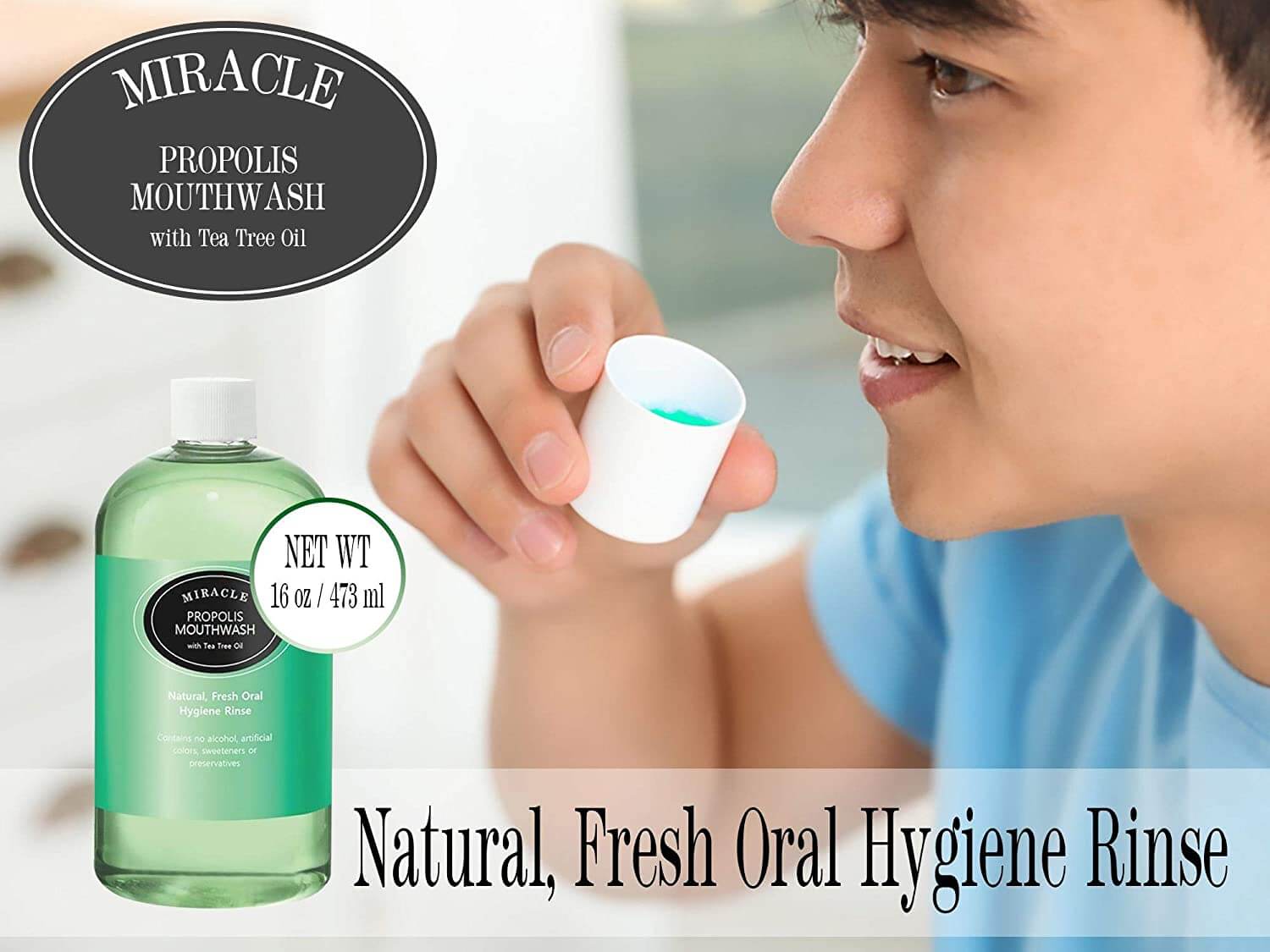 16 oz Miracle Propolis Mouth Wash with Tea Tree Oil, Natural - GNS Beauty & Personal Care