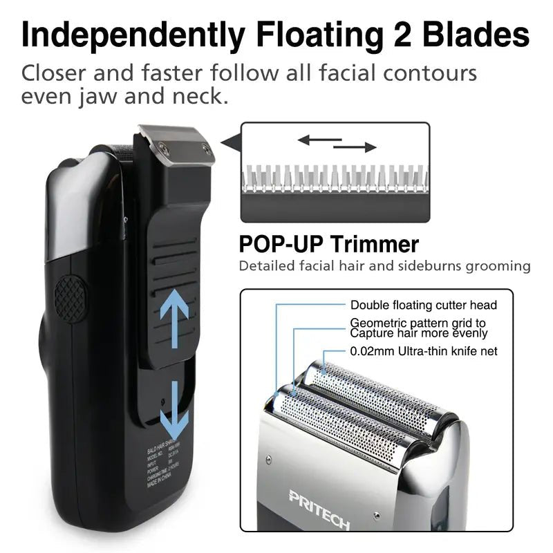 2 - in - 1 Electric Foil & Bald Shaver for Men by Pritech - GNS Beauty & Personal Care