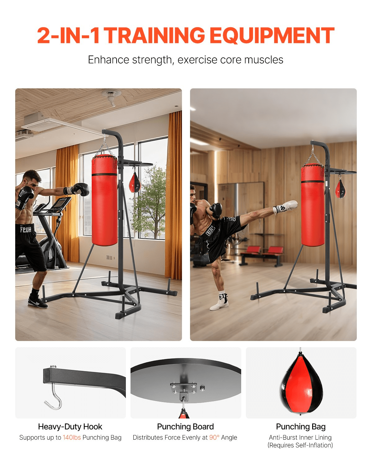 2 in 1 Heavy Duty Punching Bag Frame Boxing Punching Fitness Stand Steel - GNS Beauty & Personal Care