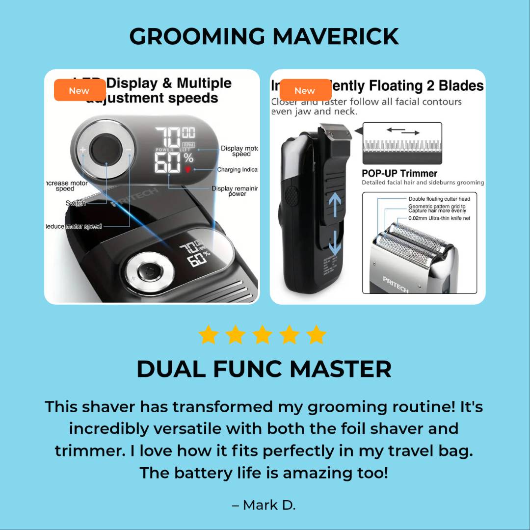 2-in-1 Electric Foil & Bald Shaver for Men by Pritech