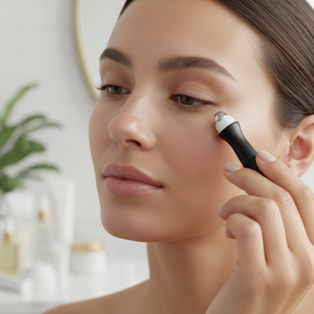 Anti-Wrinkle & De-Puffing Eye Serum Roller - Rose Water & CoQ10 Cooling Treatment (2 oz)