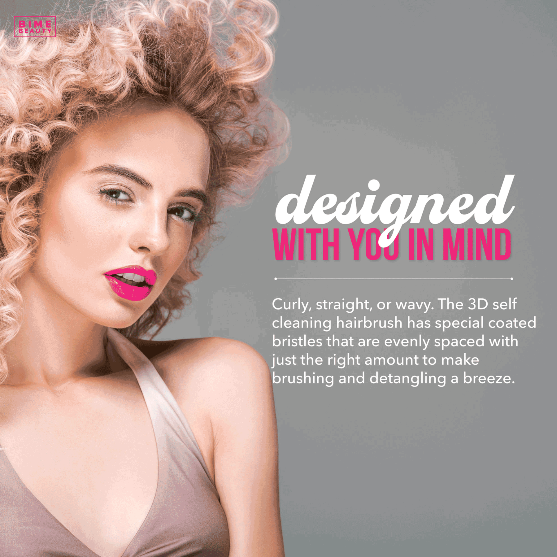 3D Self - cleaning Deluxe Hair Brush by BimeBeauty - GNS Beauty & Personal Care