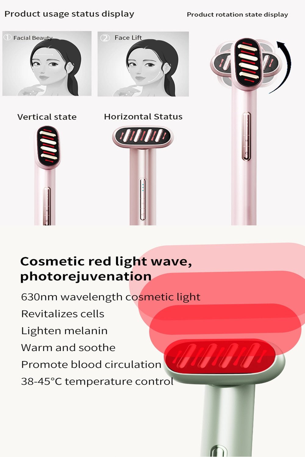 5 - in - 1 Beauty Device - Advanced Facial Wand with Microcurrent & Light Therapy - GNS Beauty & Personal Care