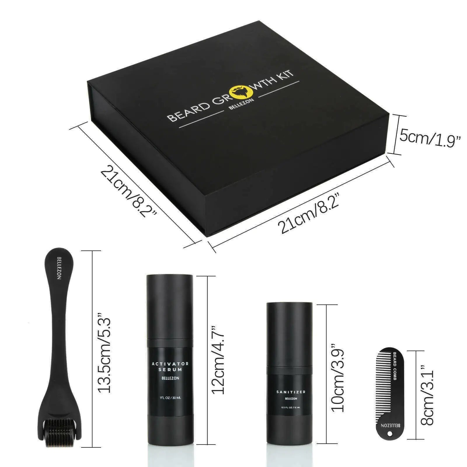 Beard Growth Liquid & Care Set - Micro-Needle Roller for a Fuller Beard
