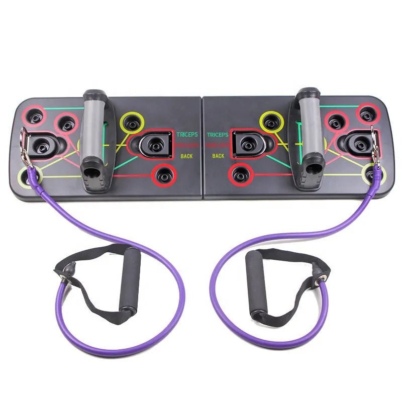 9 - in - 1 Push Up Board with Resistance Bands: Multi - Muscle Fitness Trainer - GNS Beauty & Personal Care