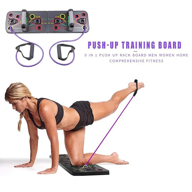 9 - in - 1 Push Up Board with Resistance Bands: Multi - Muscle Fitness Trainer - GNS Beauty & Personal Care