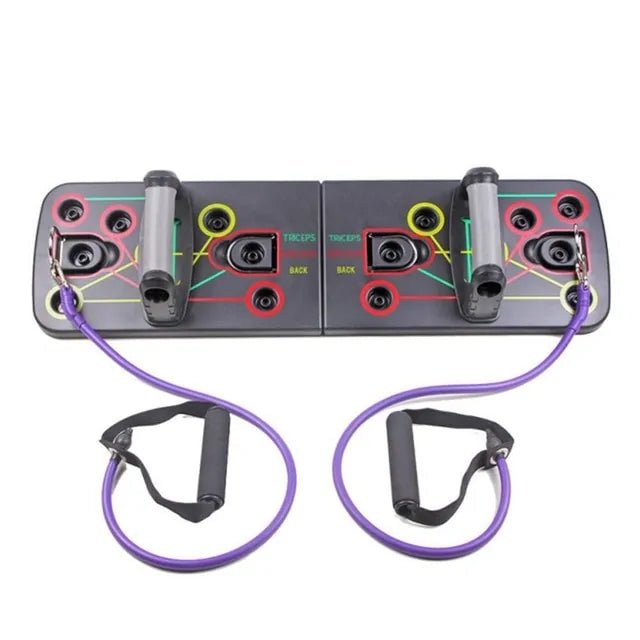 9 - in - 1 Push Up Board with Resistance Bands: Multi - Muscle Fitness Trainer - GNS Beauty & Personal Care