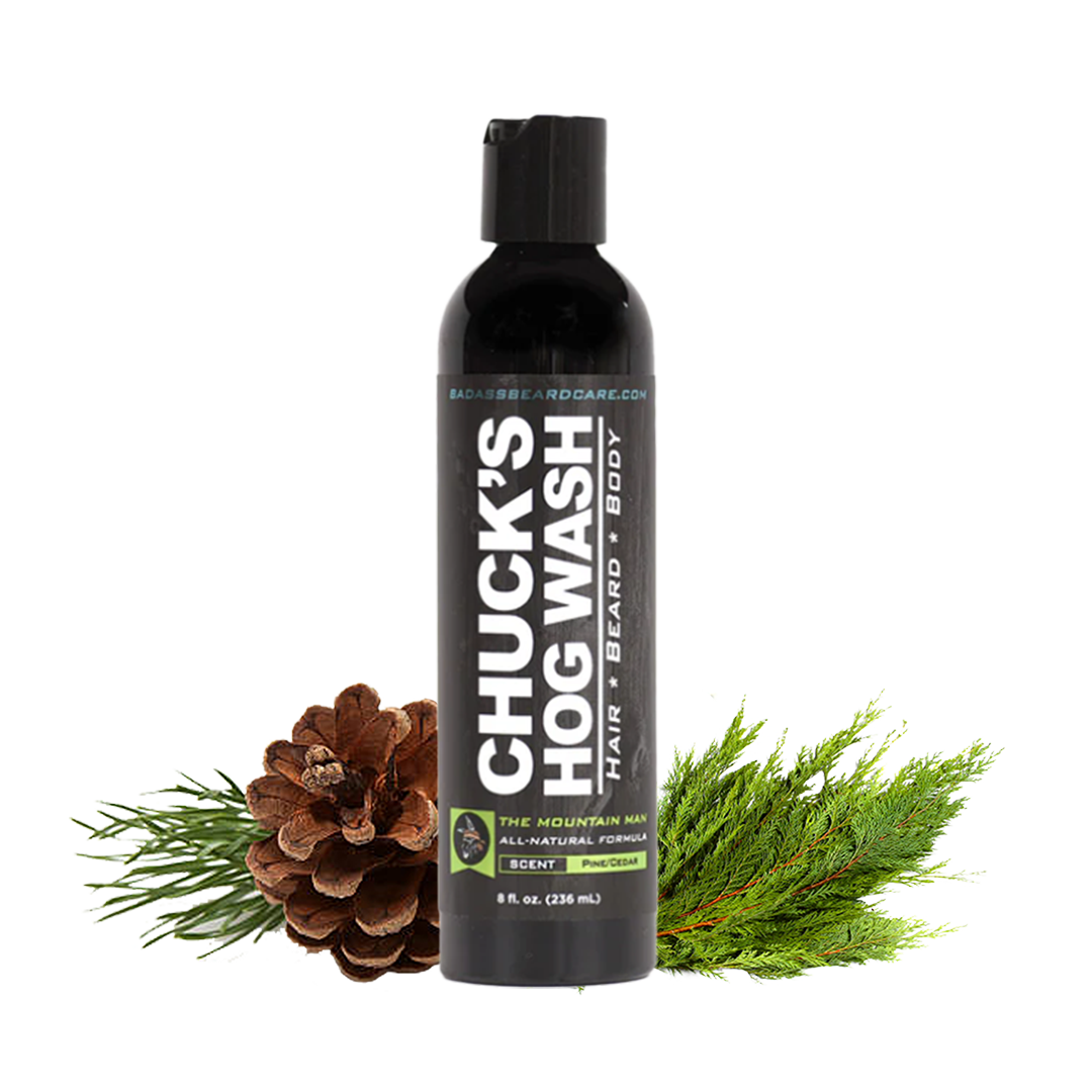 Badass Beard Care Chuck's Hog Wash - The Mountain Man | 3-in-1 Beard, Hair & Body Wash