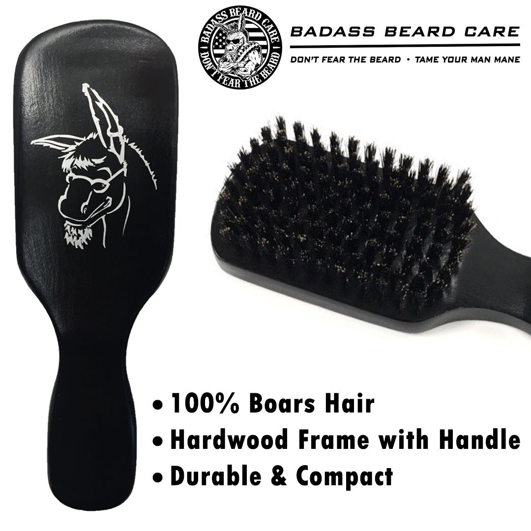 Badass Beard Care Boars Hair Beard Brush with Handle - Premium Grooming
