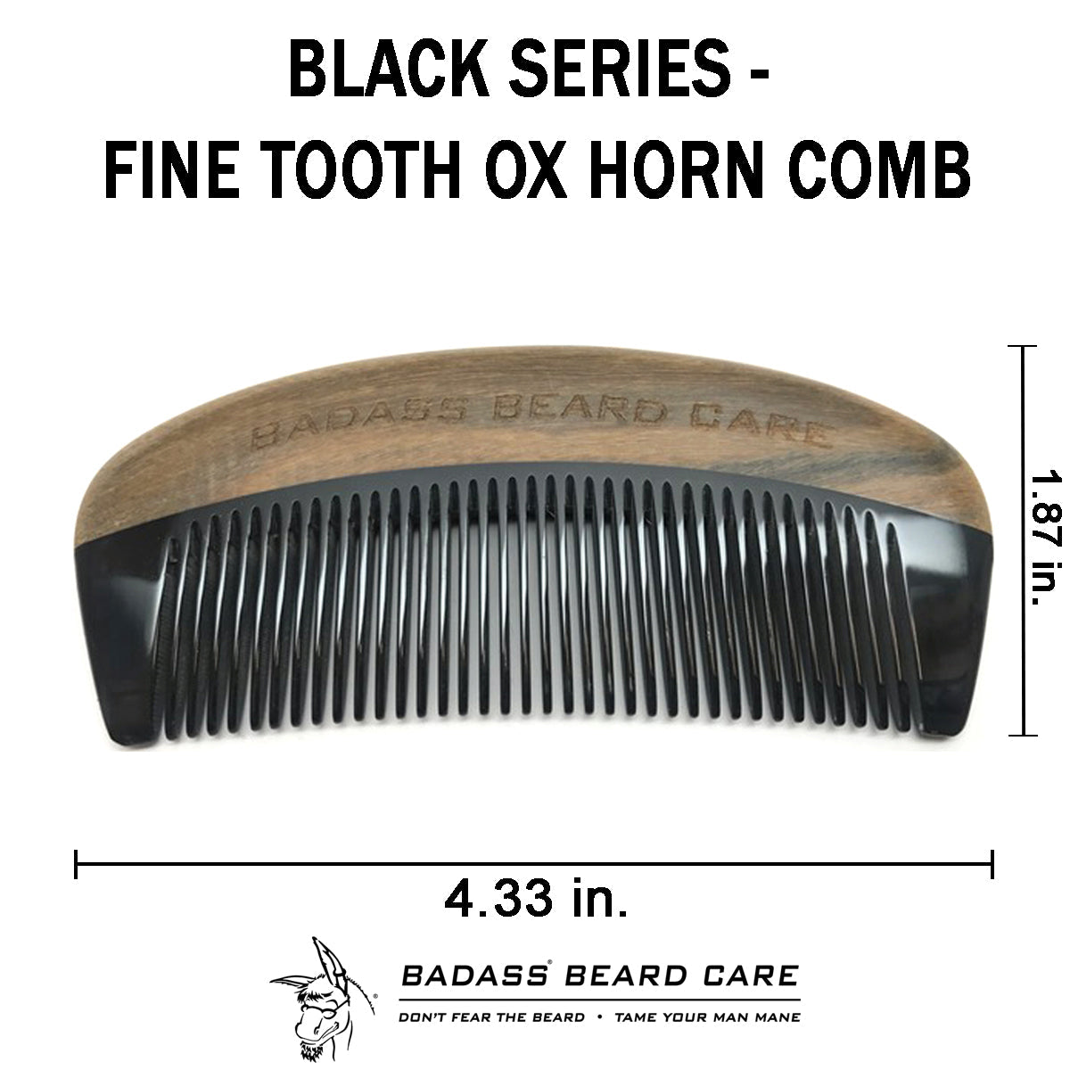 Badass Beard Care Fine Tooth Ox Horn Comb - Premium & Static-Free