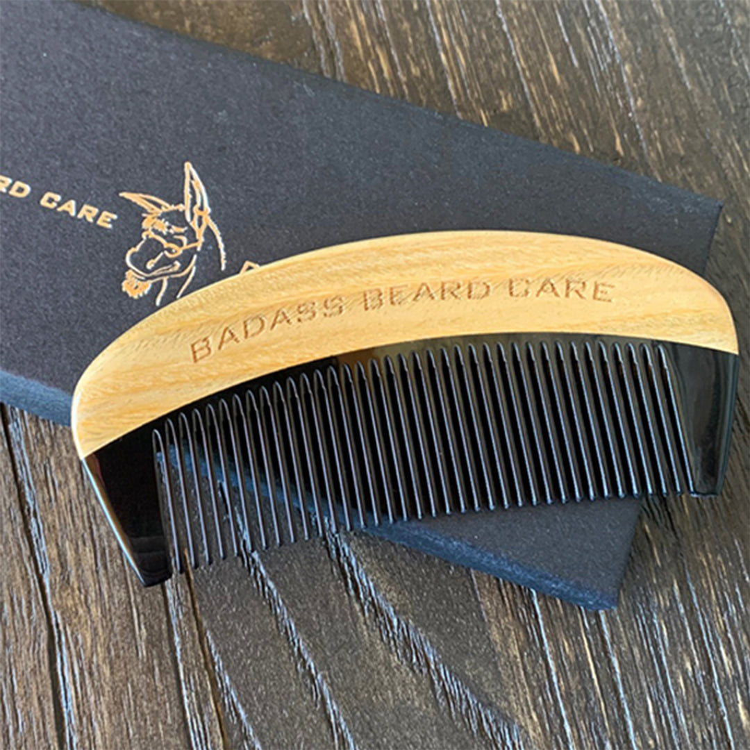 Badass Beard Care Fine Tooth Ox Horn Comb - Premium & Static-Free