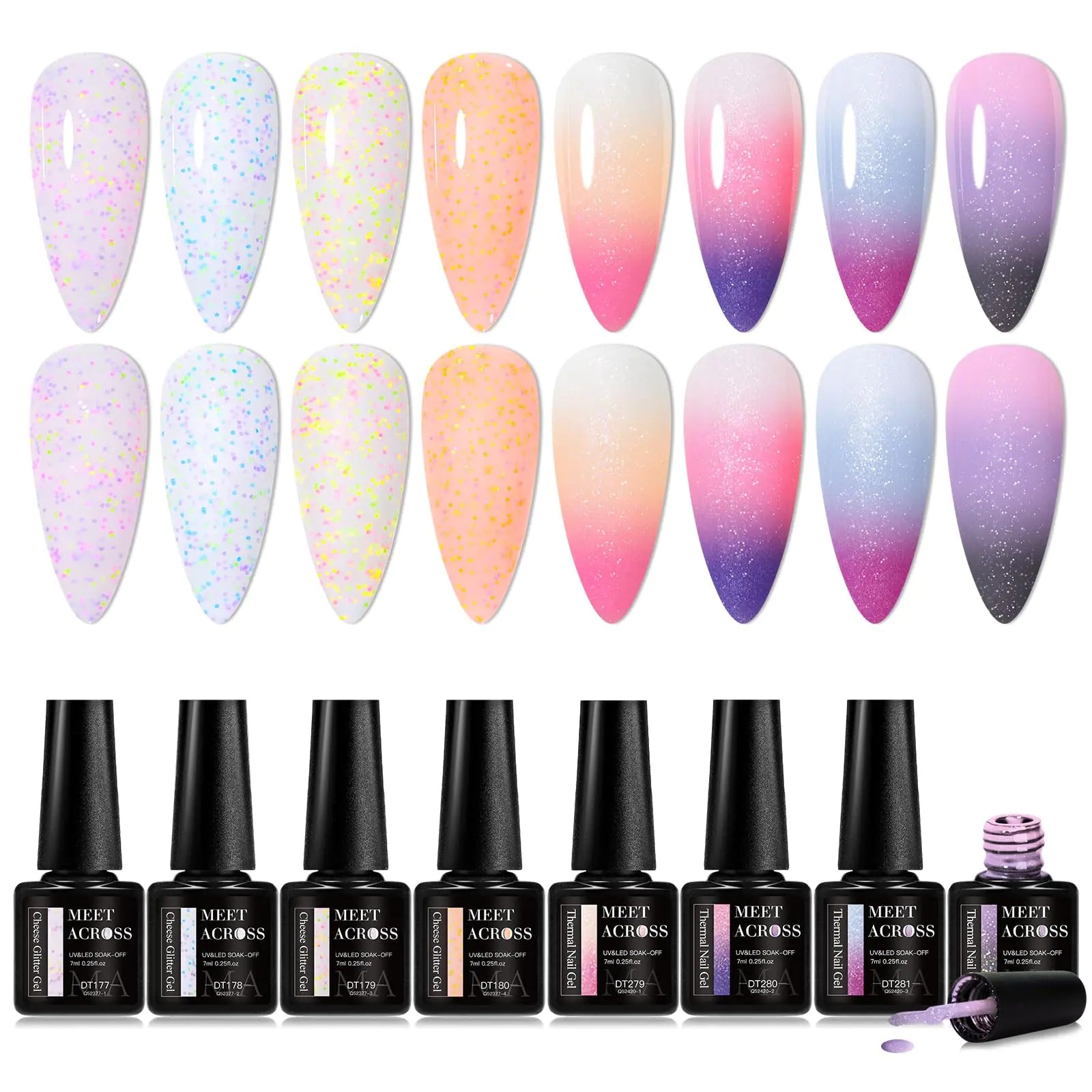 MEET ACROSS 8-Piece Gel Nail Polish Set - Candy & Glitter