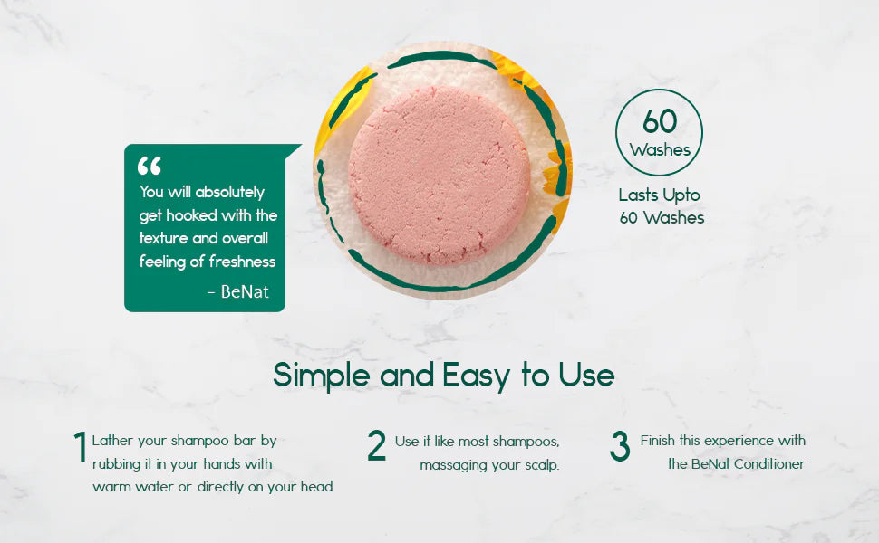 BeNat All-Natural Shampoo Bar - Plastic-Free & Nourishing