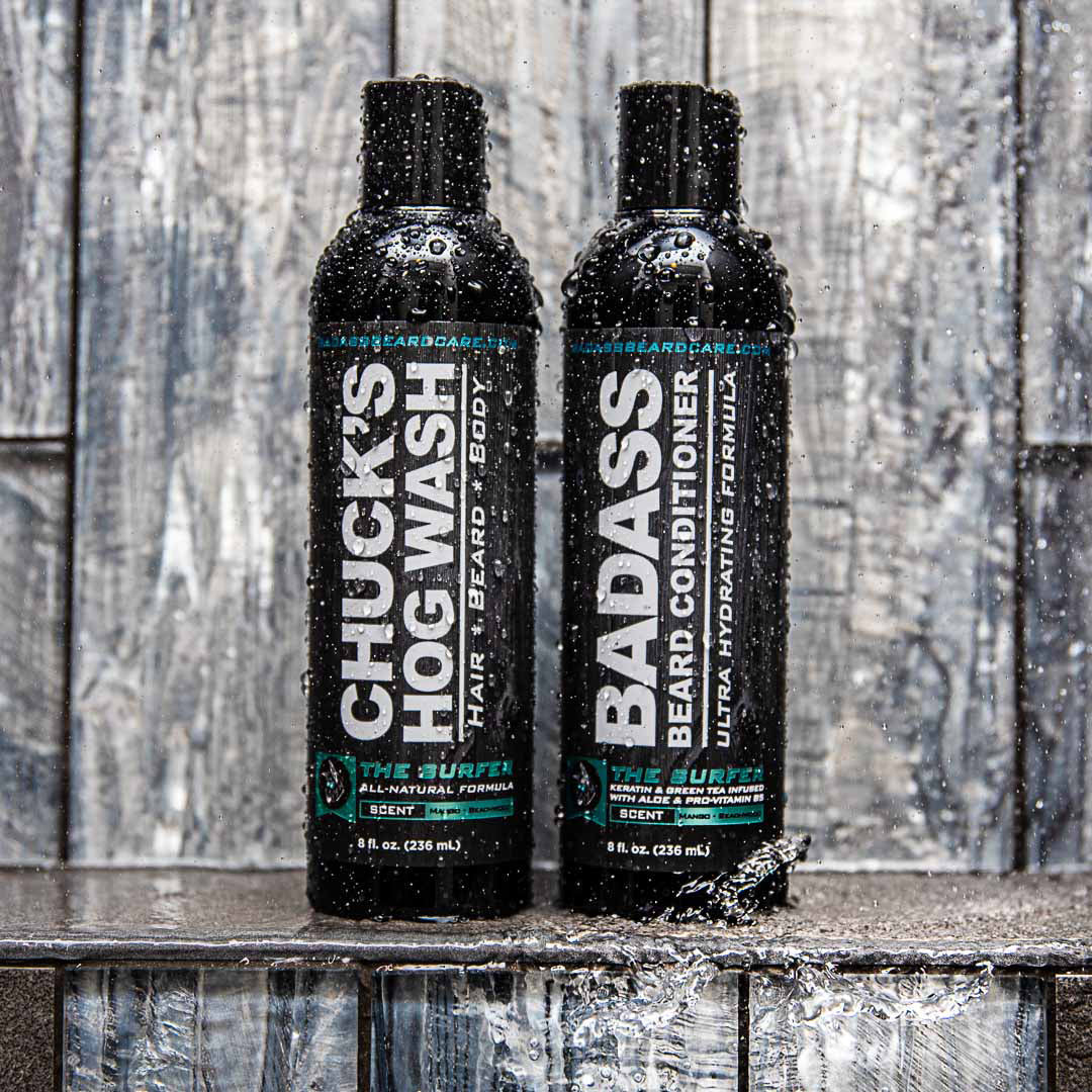 Badass Beard Care Chuck's Hog Wash - The Surfer | 3-in-1 Beard, Hair & Body Wash