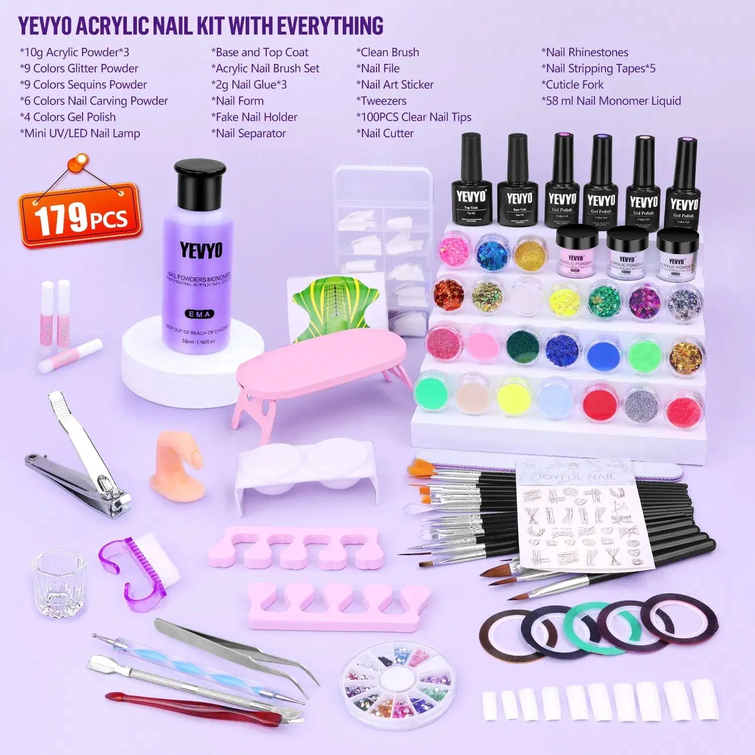 Acrylic Nail Kit with UV Light – All - in - One Glam for Creative Nail Artists - GNS Beauty & Personal Care