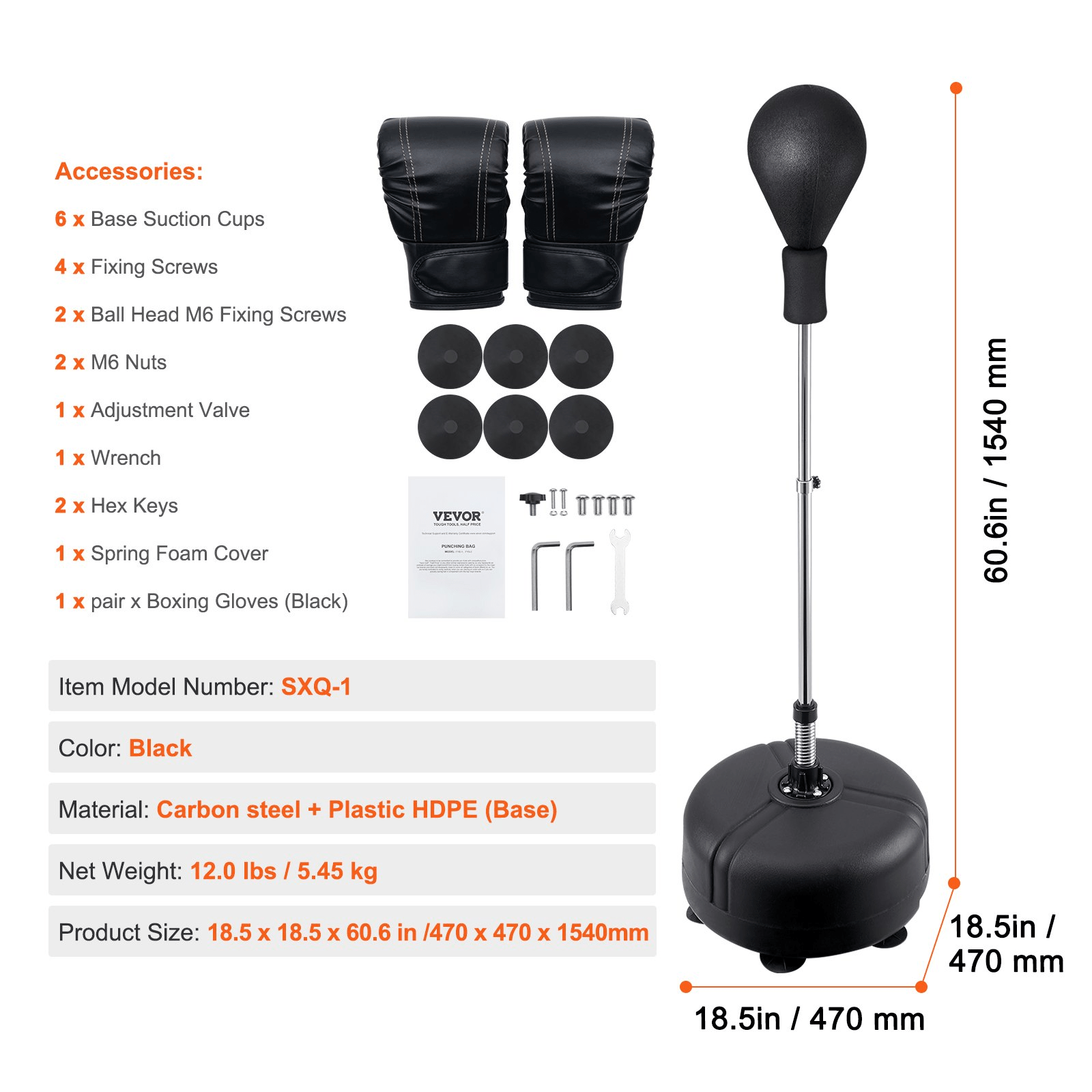 Adjustable Reflex Punching Bag with Gloves & Stand - VEVOR - GNS Beauty & Personal Care