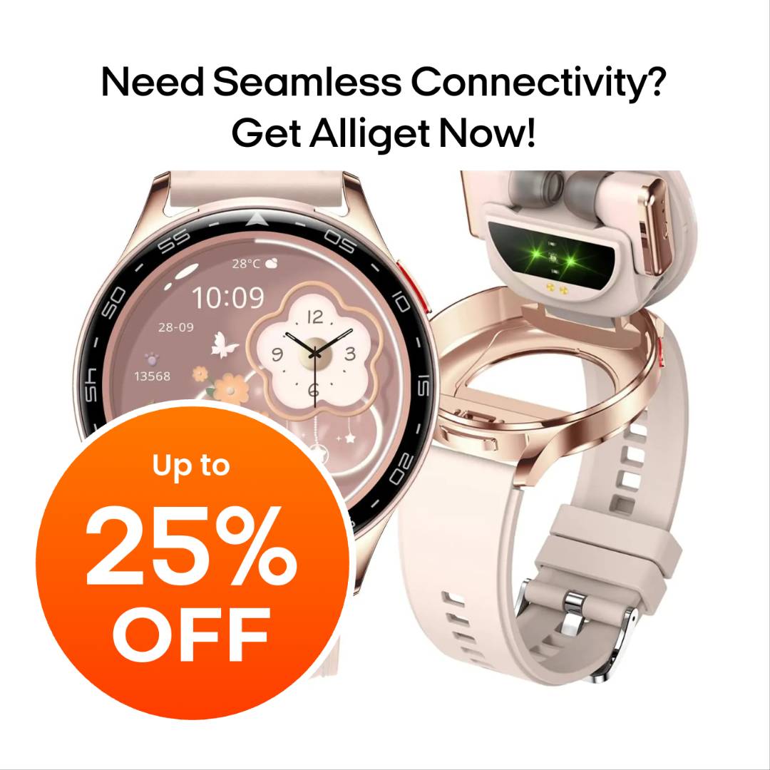 Alliget 3 - in - 1 Smartwatch with Bluetooth Earbuds – Fitness, Function & Freedom in One Sleek Device (Pink) - GNS Beauty & Personal Care