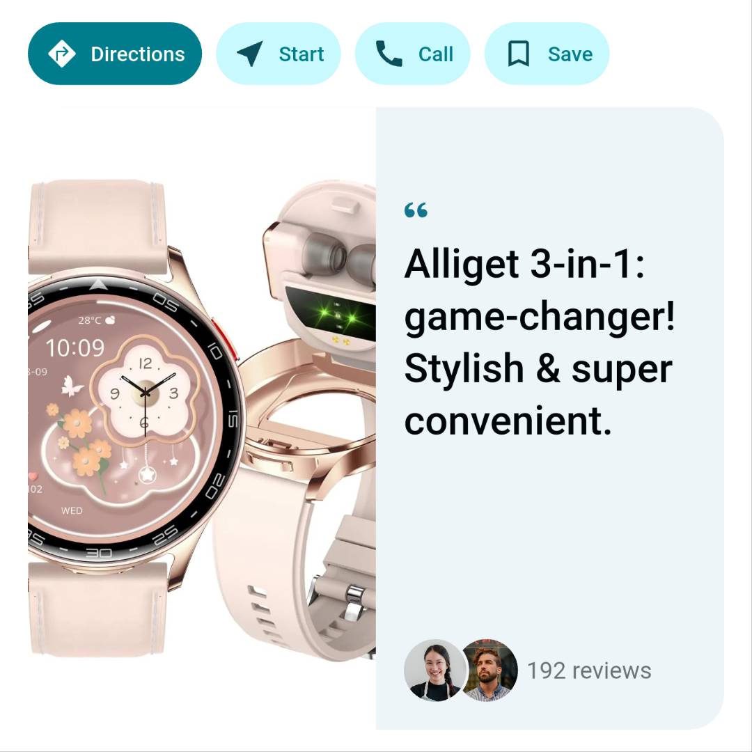 Alliget 3 - in - 1 Smartwatch with Bluetooth Earbuds – Fitness, Function & Freedom in One Sleek Device (Pink) - GNS Beauty & Personal Care