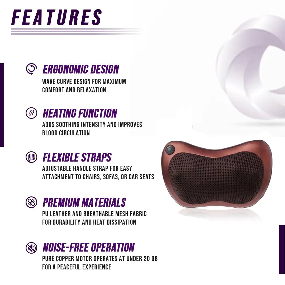 Back and Neck Massage Pillow with Heat Therapy - GNS Beauty & Personal Care