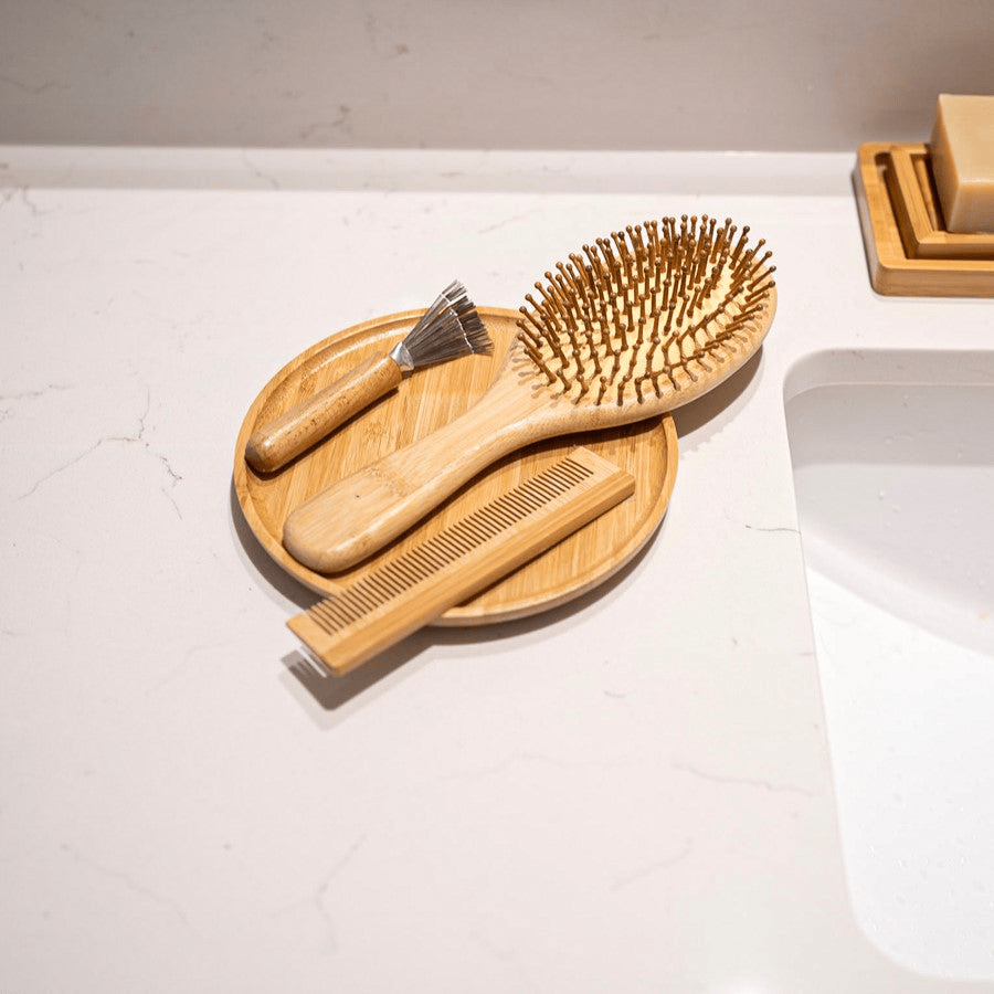 Bamboo Hair Brush Set | Travel & Paddle Combo - GNS Beauty & Personal Care