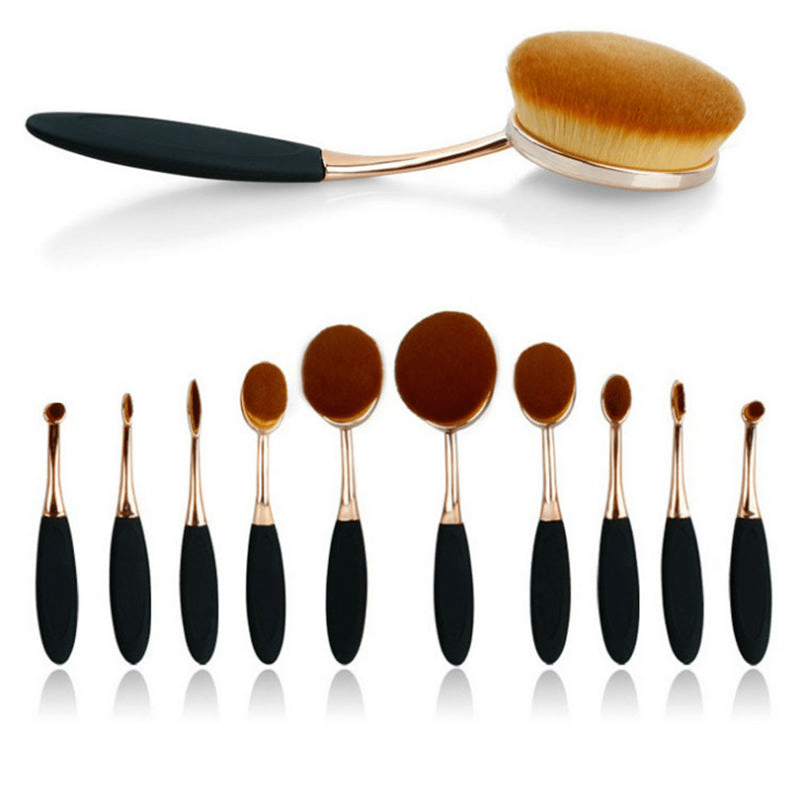 Beauty Experts Set of 10 Oval Beauty Brushes – Elevate Your Makeup Routine - GNS Beauty & Personal Care