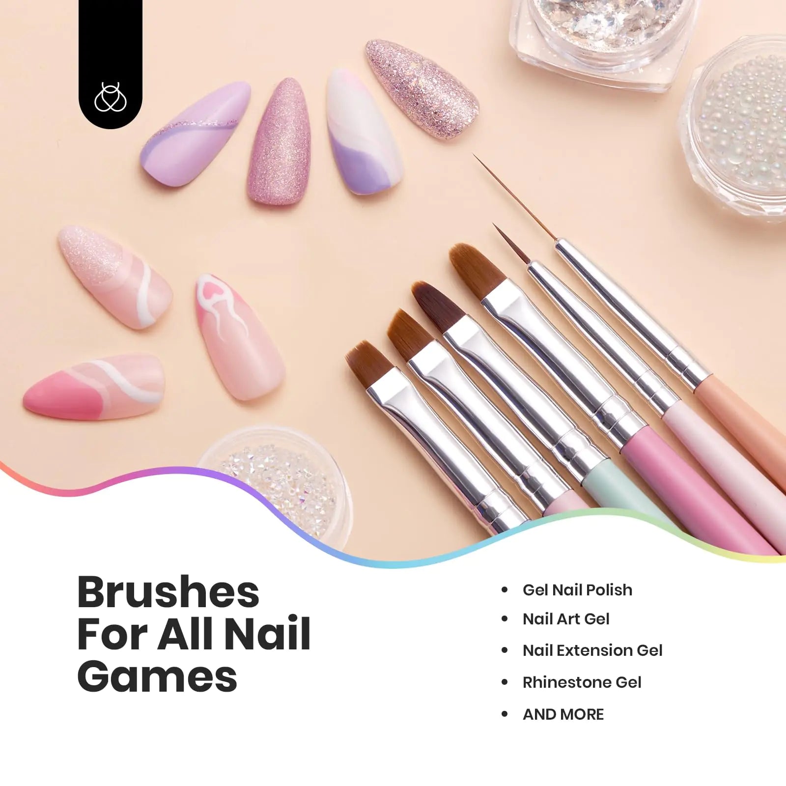 Beetles Nail Art Brushes Set - 6pc Gel Polish Nail Pen Kit - GNS Beauty & Personal Care