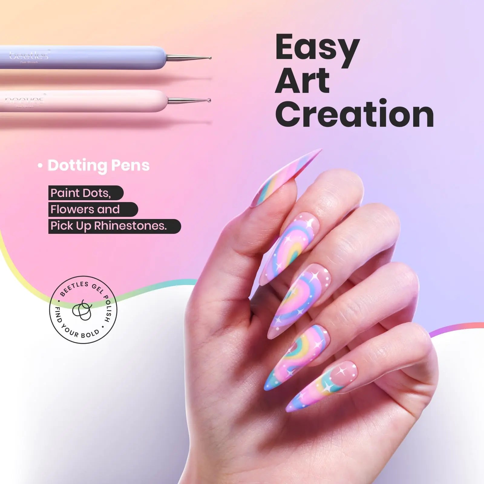 Beetles Nail Art Brushes Set - 6pc Gel Polish Nail Pen Kit - GNS Beauty & Personal Care