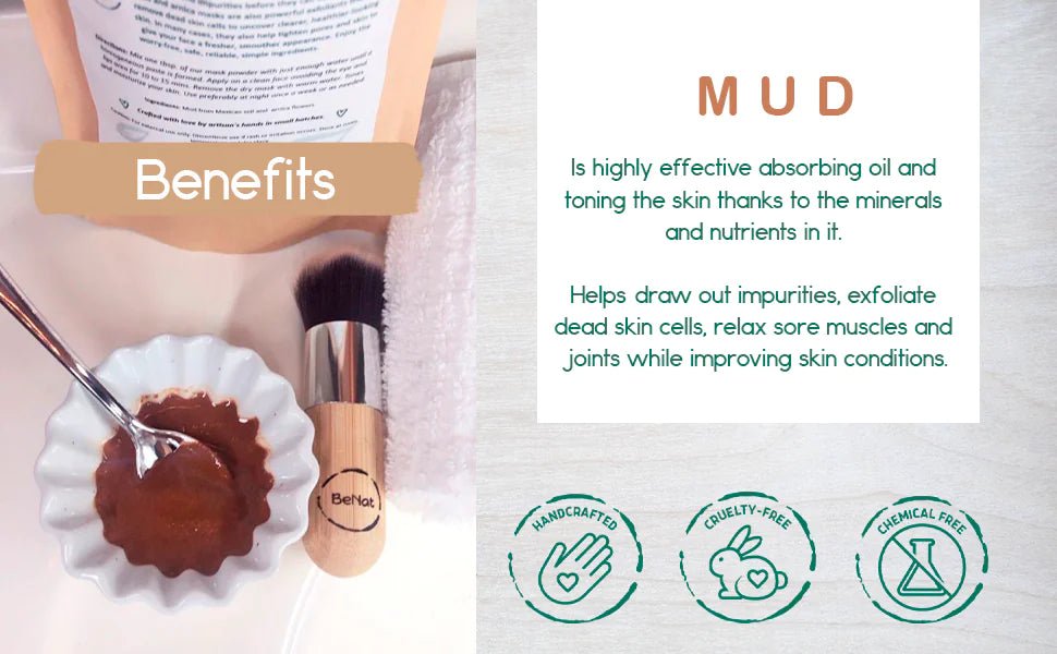 BeNat 2 - Pack Mud & Arnica Facial Mask - All - Natural & Eco - Friendly - GNS Beauty & Personal Care