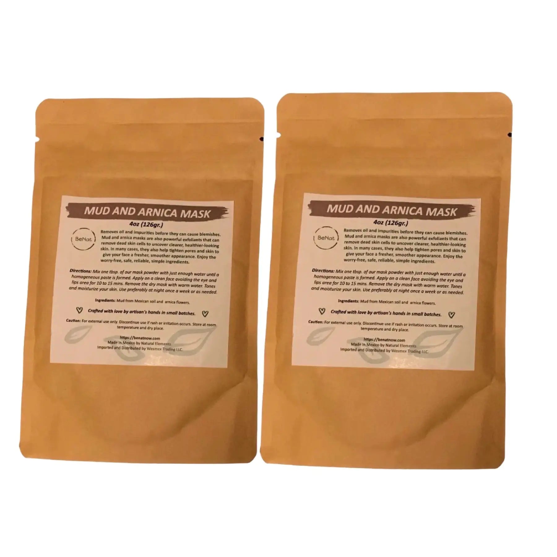 BeNat 2 - Pack Mud & Arnica Facial Mask - All - Natural & Eco - Friendly - GNS Beauty & Personal Care