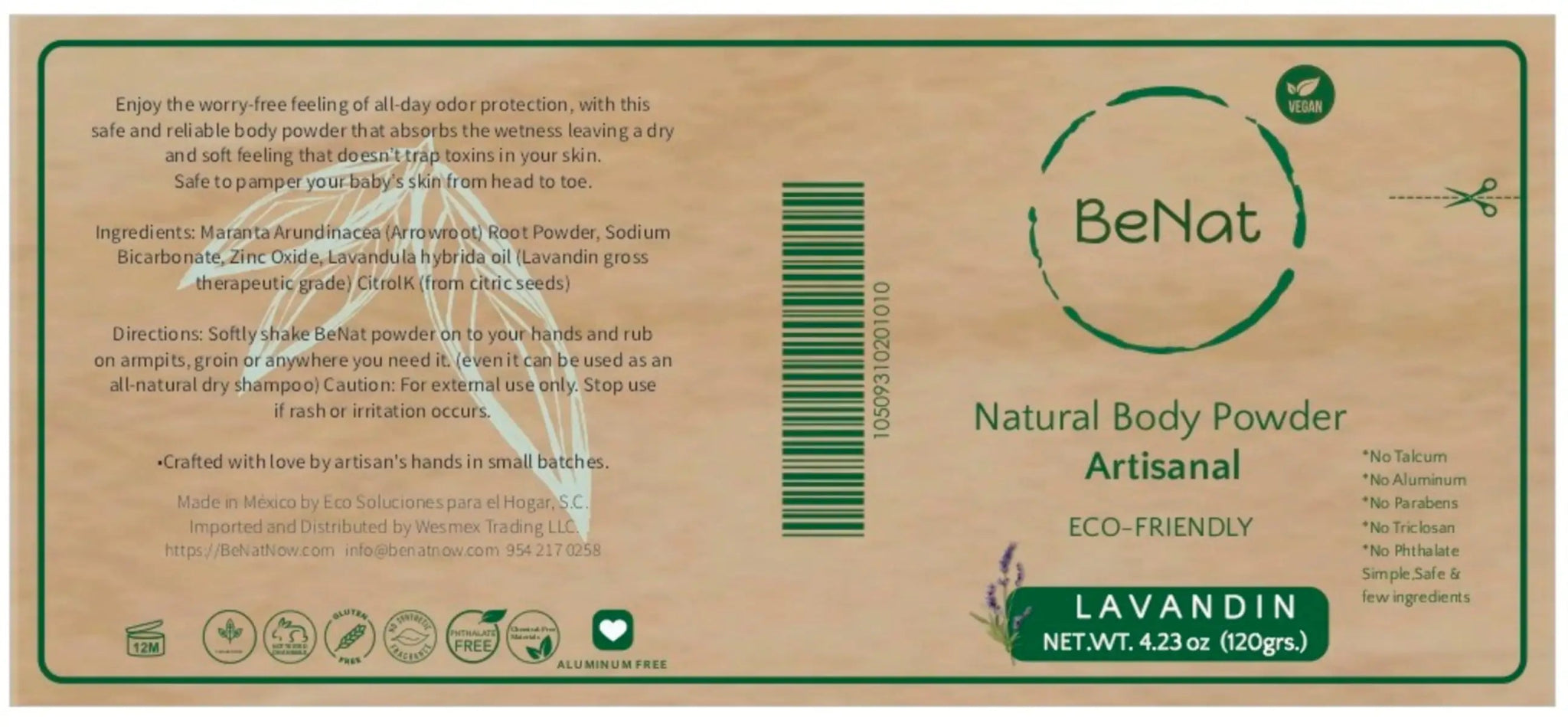 BeNat All - Natural Body Powder - Eco - Friendly & Multi - Purpose - GNS Beauty & Personal Care