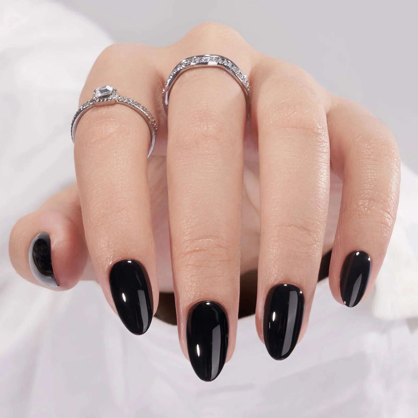 Black Almond Nails – Long - Lasting, Reusable Press - On Kit - GNS Beauty & Personal Care