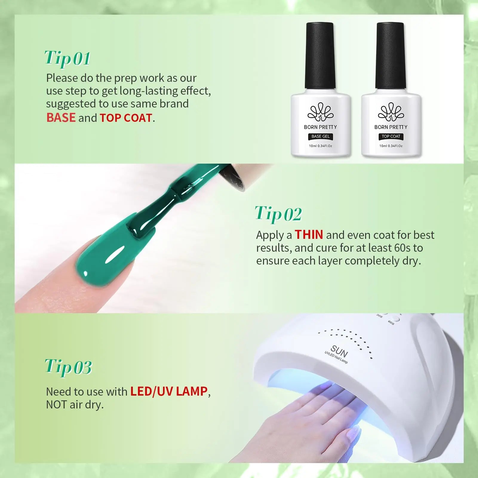 Born Pretty Green Gel Nail Polish Set - 6PCS Glitter Evergreen Collection for Nail Art & St. Patrick's Day - GNS Beauty & Personal Care