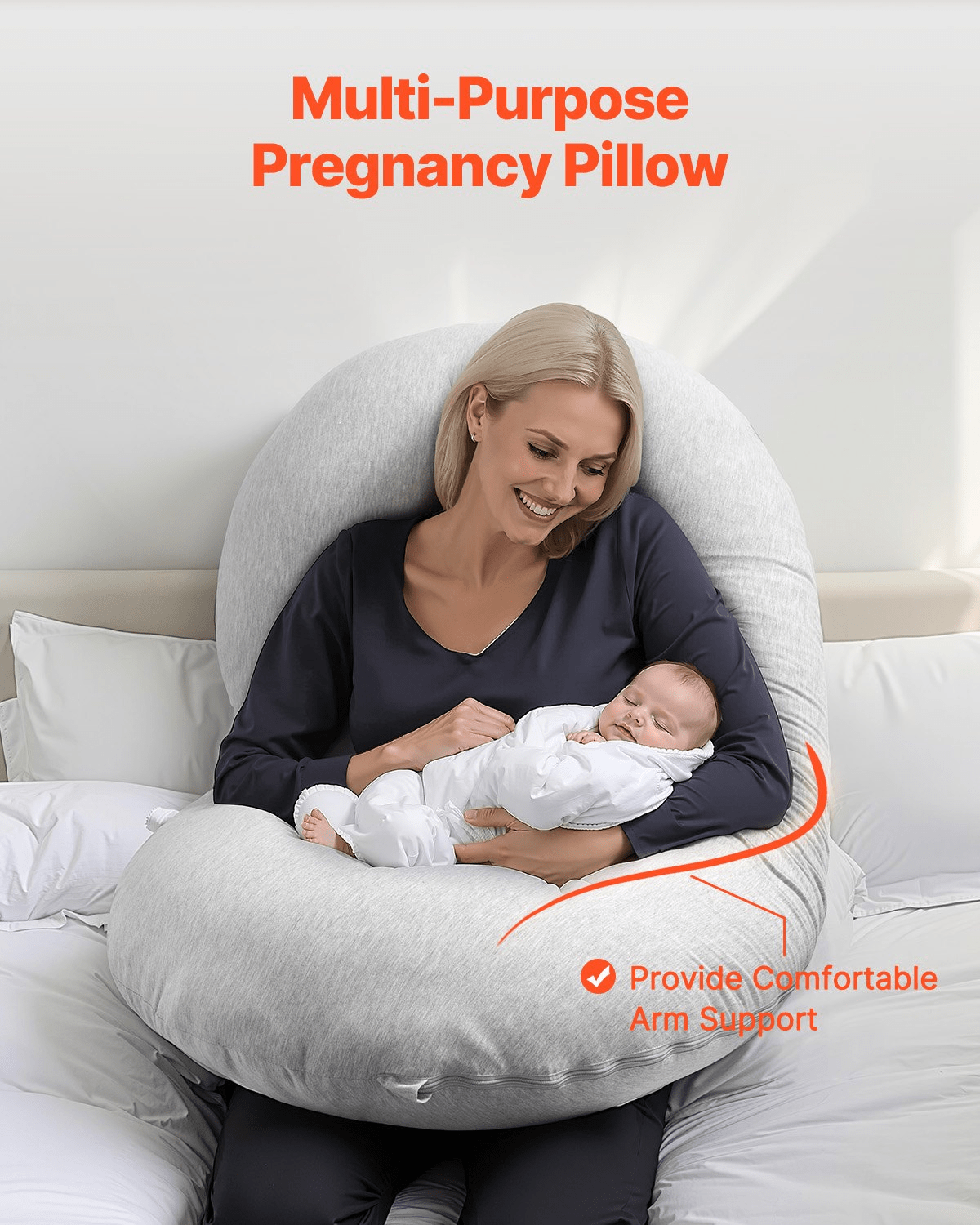 C - Shaped Pregnancy Pillow – Full - Body Support for Restful Sleep - GNS Beauty & Personal Care