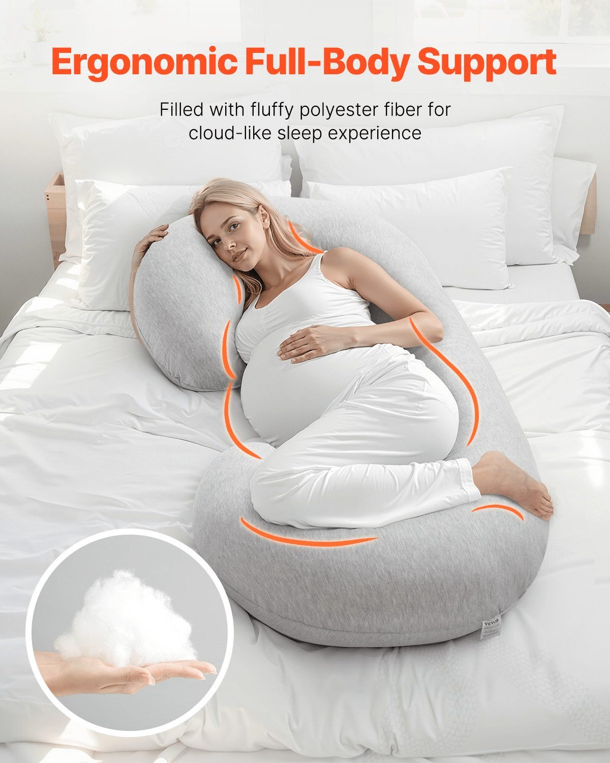 C - Shaped Pregnancy Pillow – Full - Body Support for Restful Sleep - GNS Beauty & Personal Care