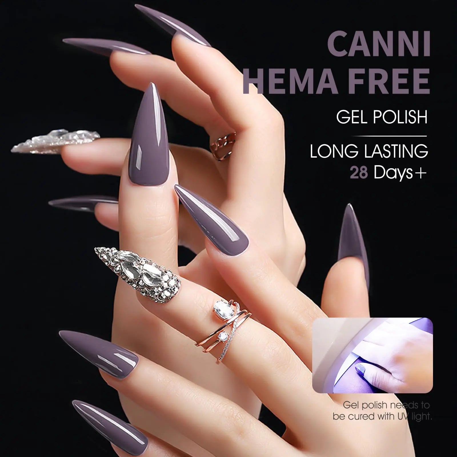 CANNI Dark Grey Gel Nail Polish - High Gloss Soak Off UV Gel - GNS Beauty & Personal Care