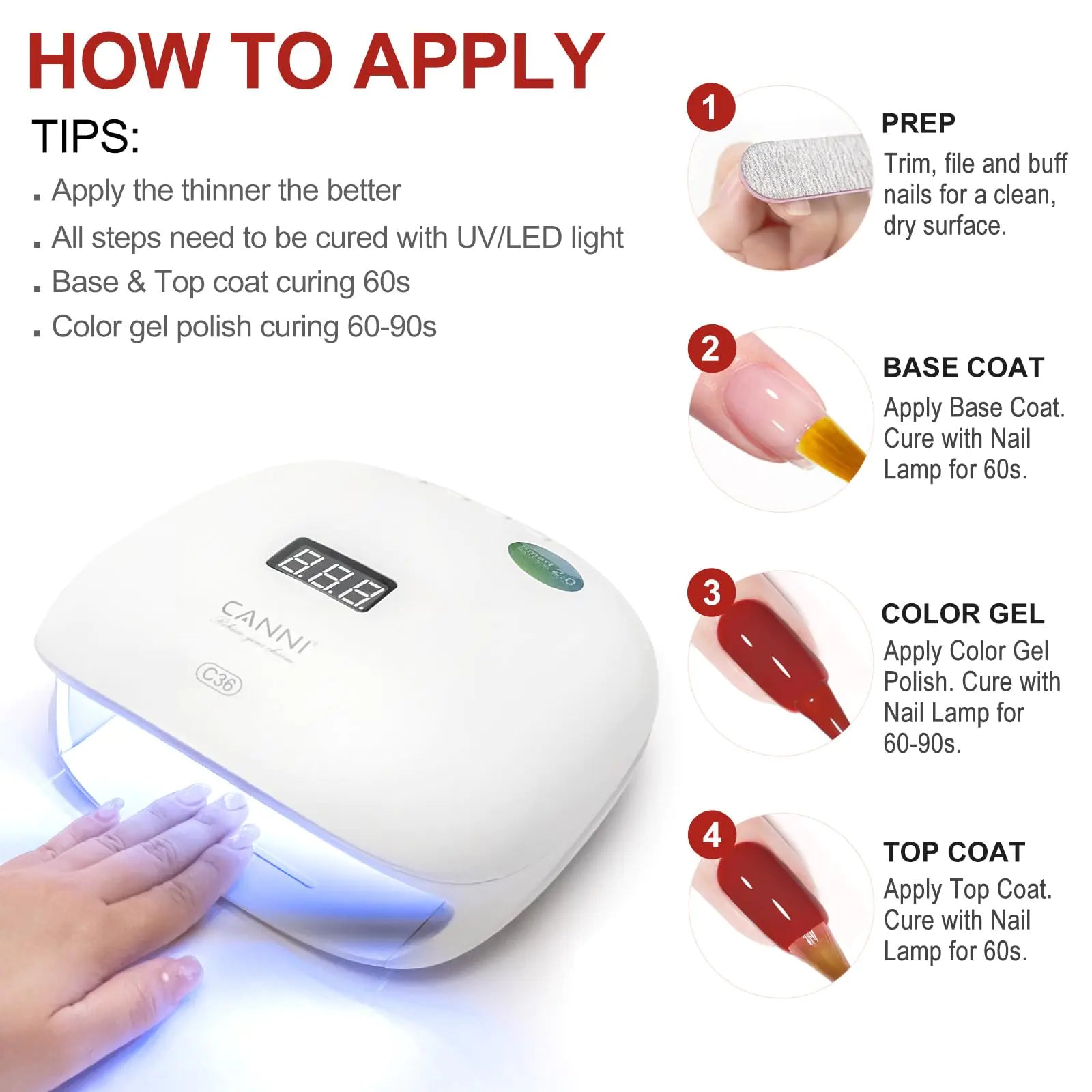 CANNI Dark Grey Gel Nail Polish - High Gloss Soak Off UV Gel - GNS Beauty & Personal Care