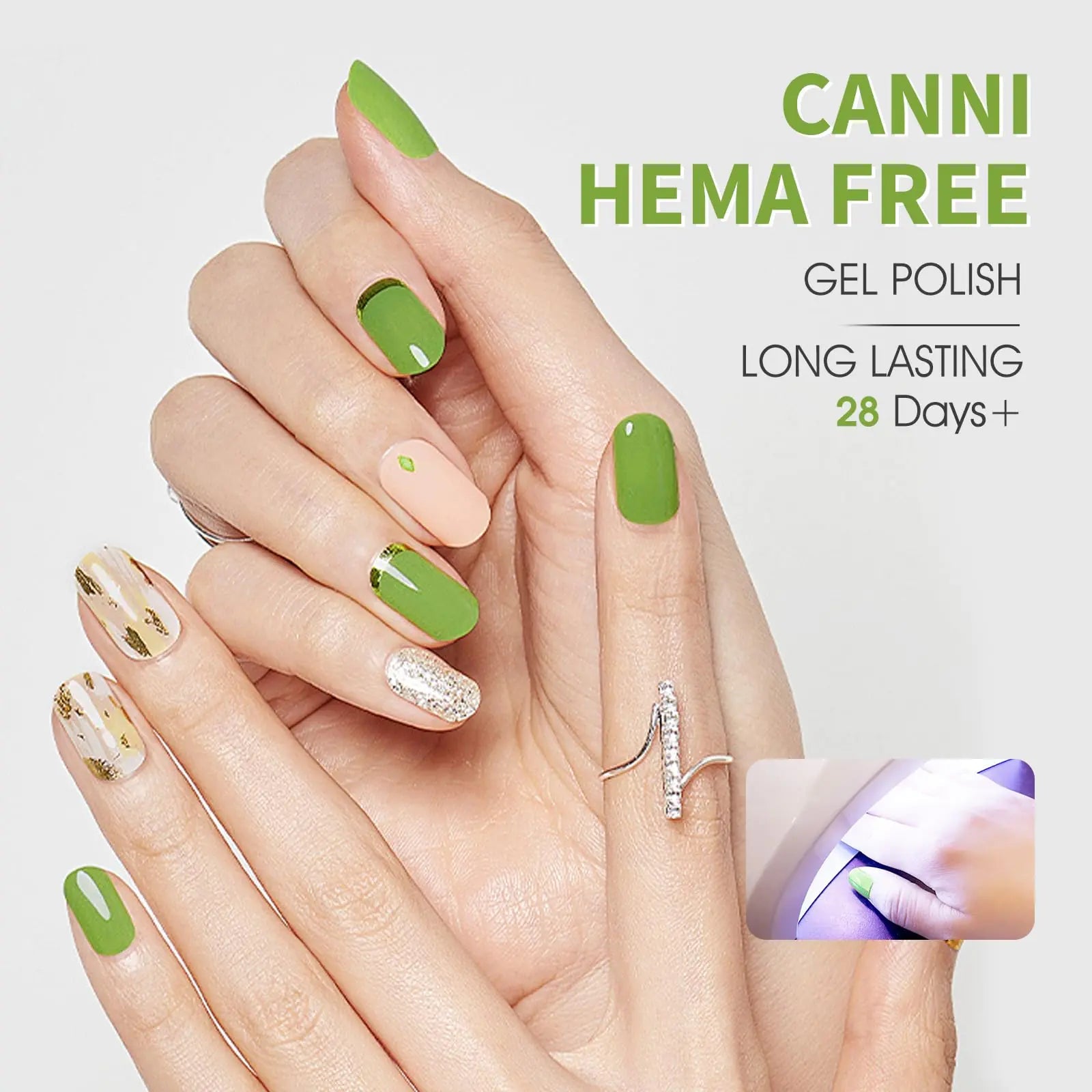 CANNI Pastel Green Gel Nail Polish - High Gloss, Soak - Off UV Formula - GNS Beauty & Personal Care