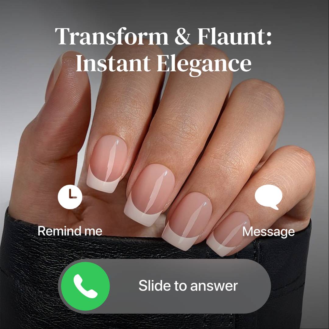 Classic French Square Nails – Long - Lasting, Reusable Press - On Kit - GNS Beauty & Personal Care