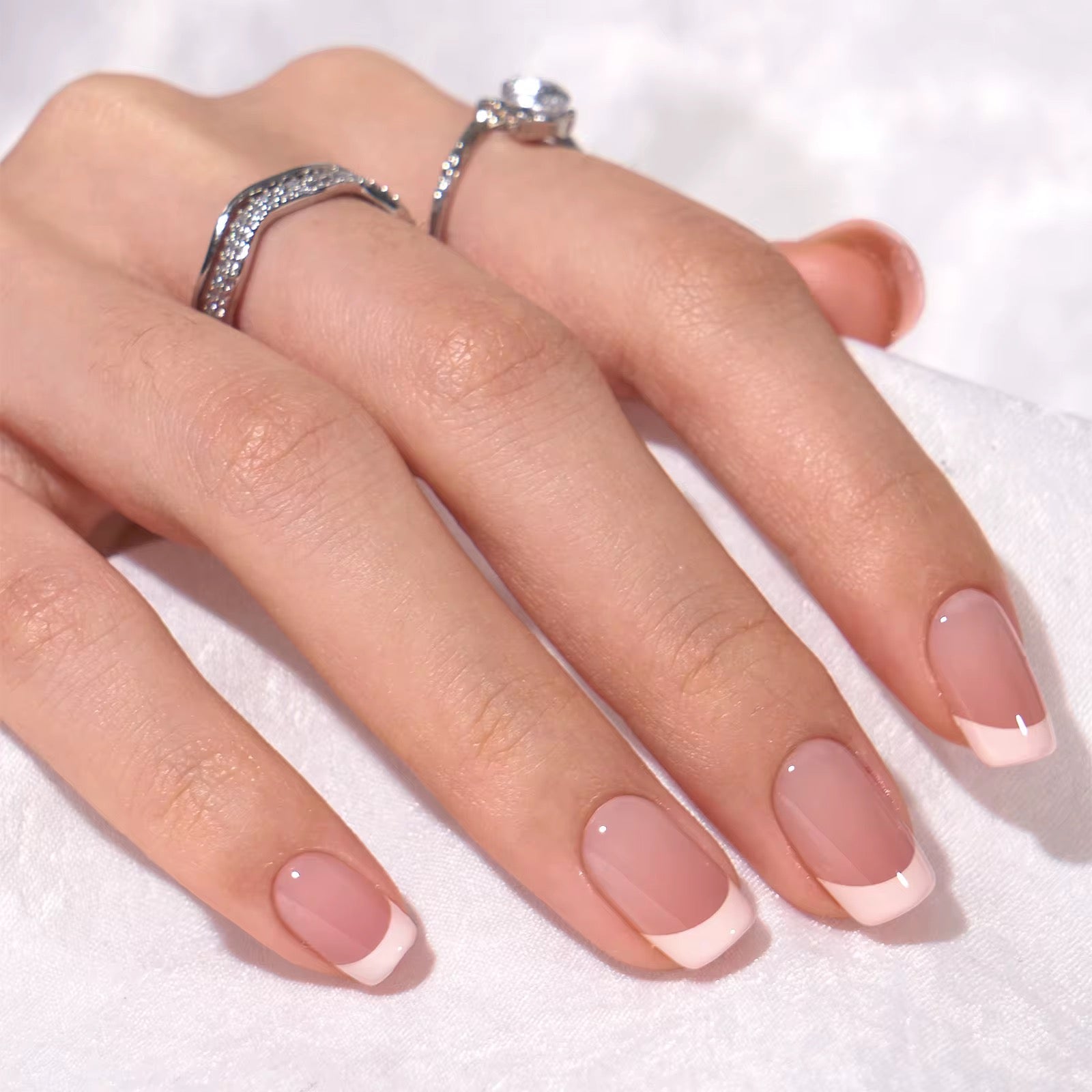 Classic French Square Nails – Long - Lasting, Reusable Press - On Kit - GNS Beauty & Personal Care