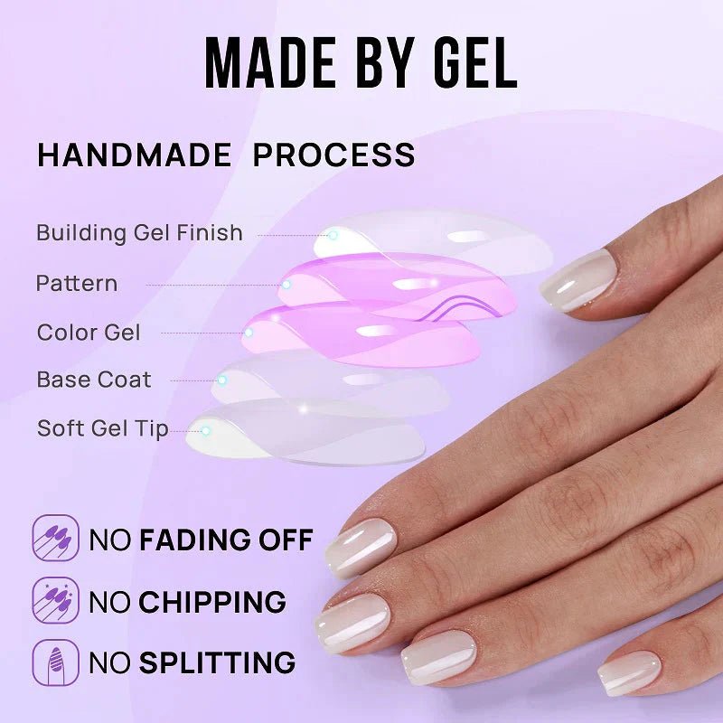 Classic Pearl White Short Square Nails – Reusable Press - On Kit for Effortless Elegance - GNS Beauty & Personal Care