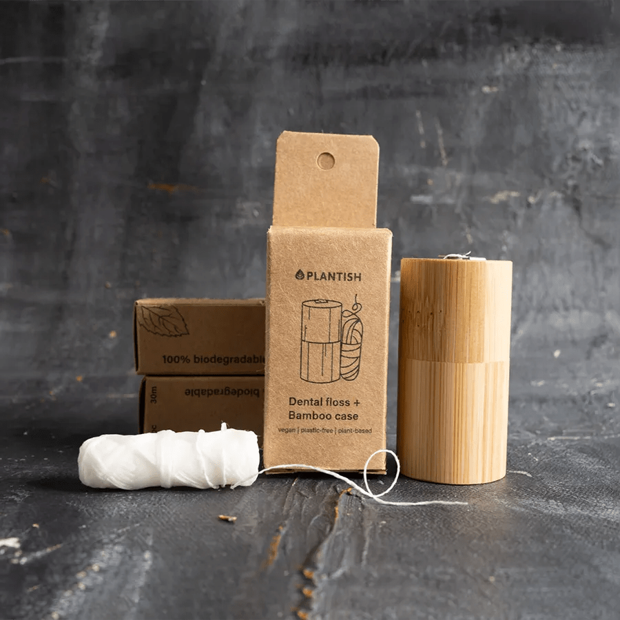 Cornstarch Dental Floss with Refillable Bamboo Case, 30 m - GNS Beauty & Personal Care