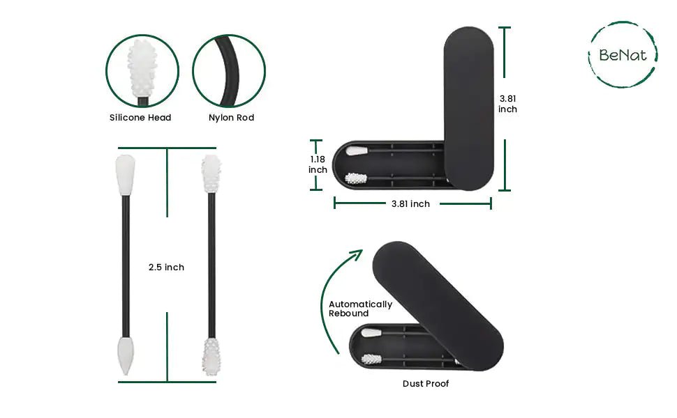 Eco - Friendly Cotton Swabs – Reusable Silicone Swabs 2 - Pack - GNS Beauty & Personal Care
