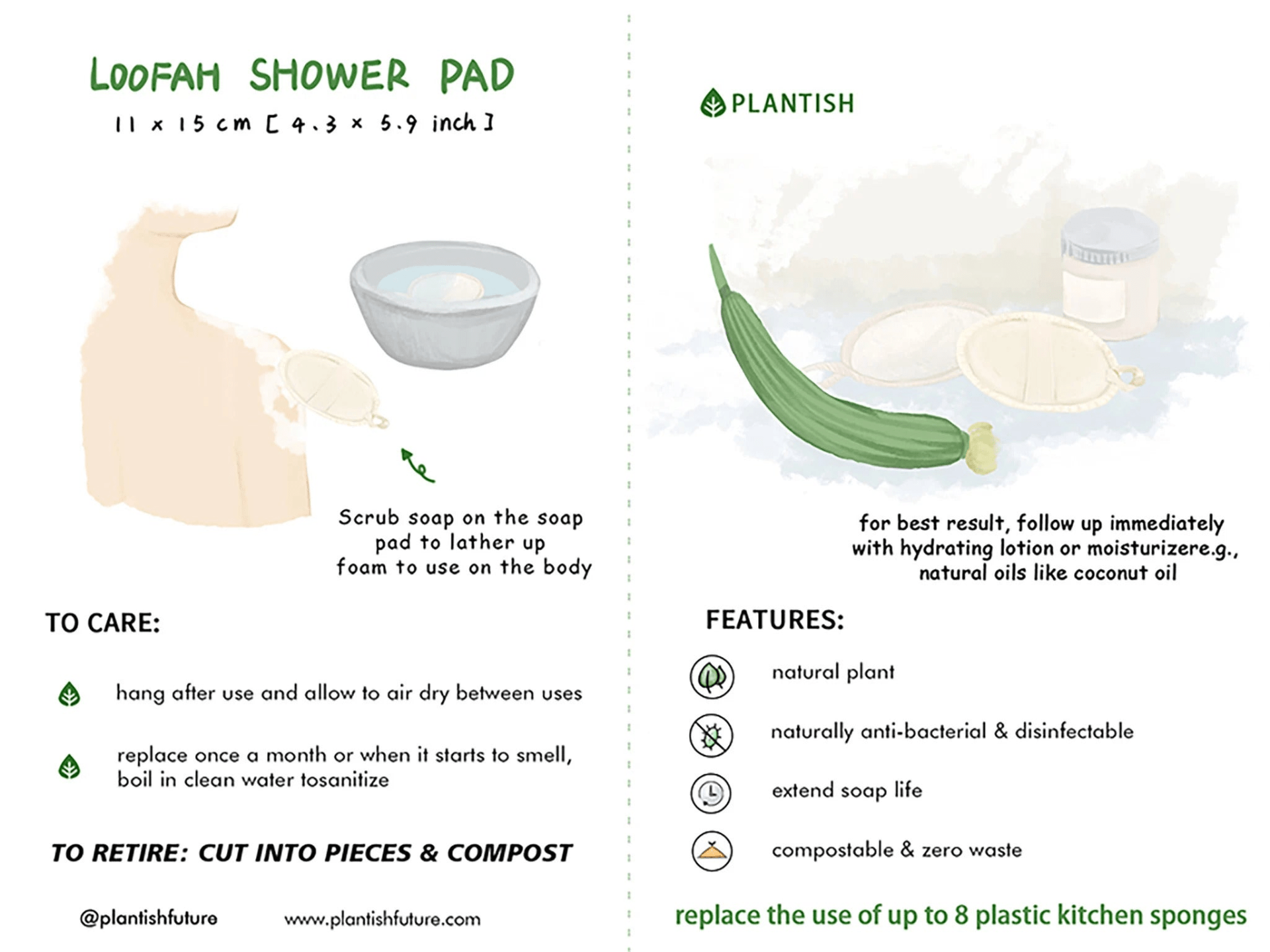 Eco - Friendly Loofah Shower Pad with Hand Strap - GNS Beauty & Personal Care