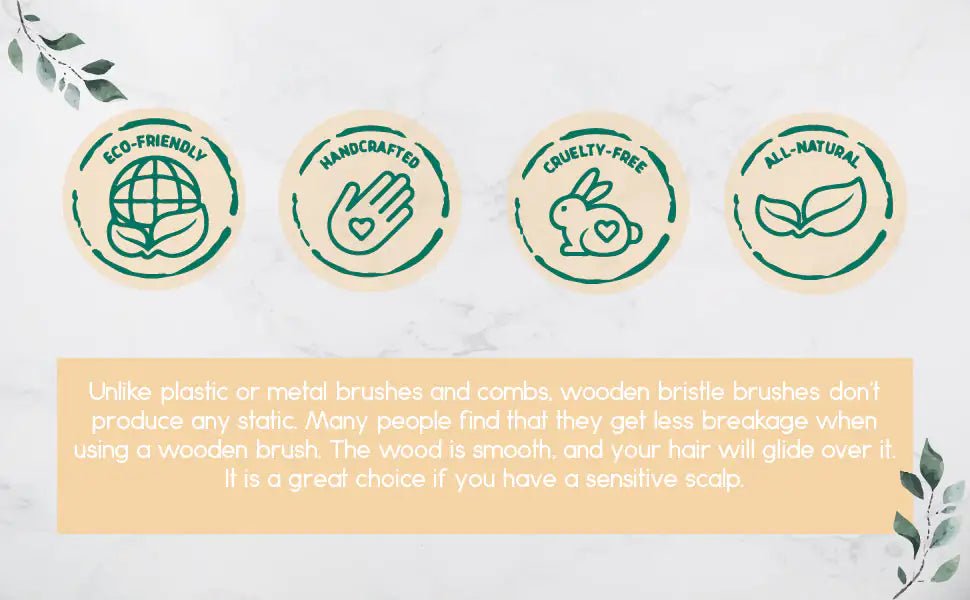 Eco - Friendly Wooden Detangling Hair Brush with Bamboo Bristles - GNS Beauty & Personal Care