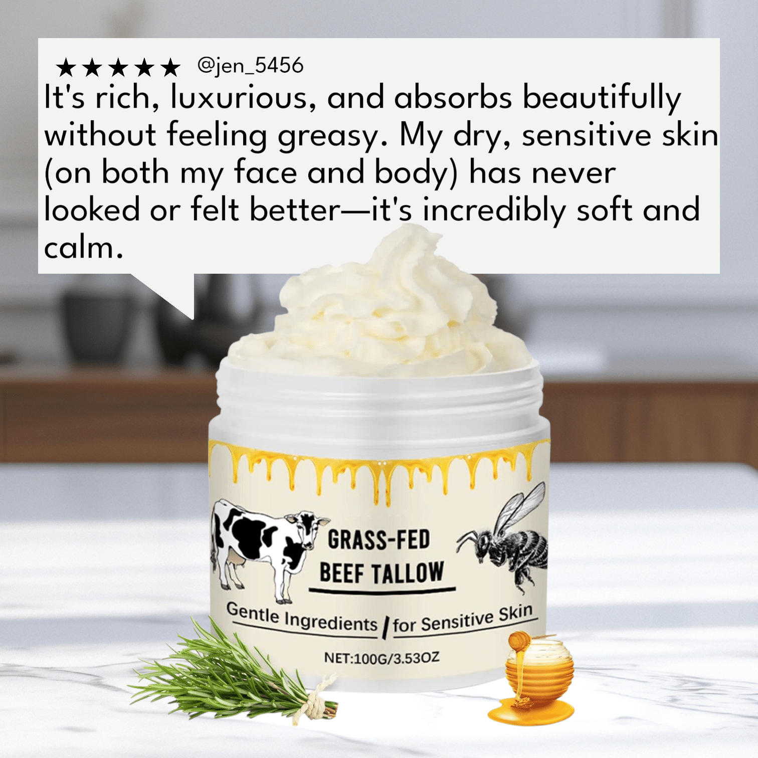 EELHOE Whipped Beef Tallow Moisturizer - Organic Honey Cream for Face & Body - GNS Beauty & Personal Care